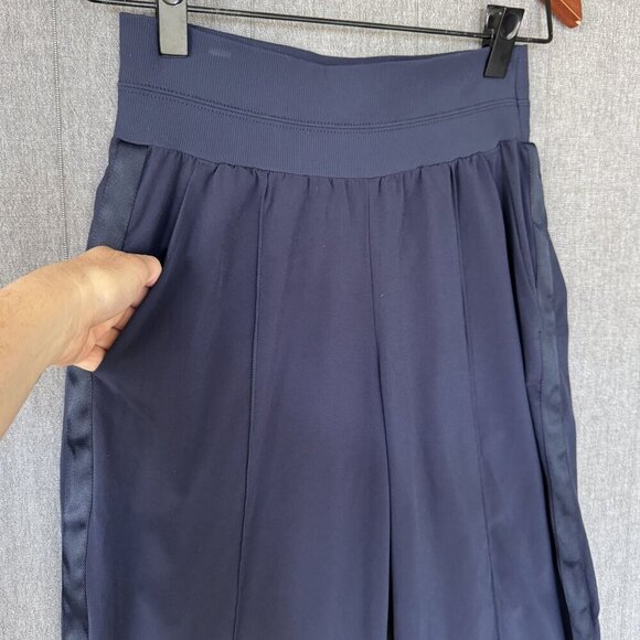 Athleta Nolita Navy Blue High Rise Elastic Waist Wide Leg Pants Size 8 Tall - Picture 5 of 14